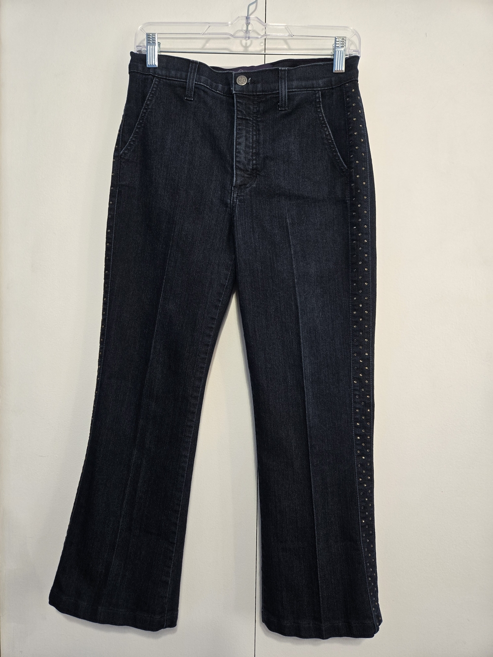 NYDJ Studded Dark Wash Cropped‎ Bootcut Jeans Women's Size 4 Stretch